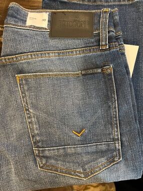 Hudson Jeans Men’s Slim Byron Jeans - Medium Blue with Gold Stitching
